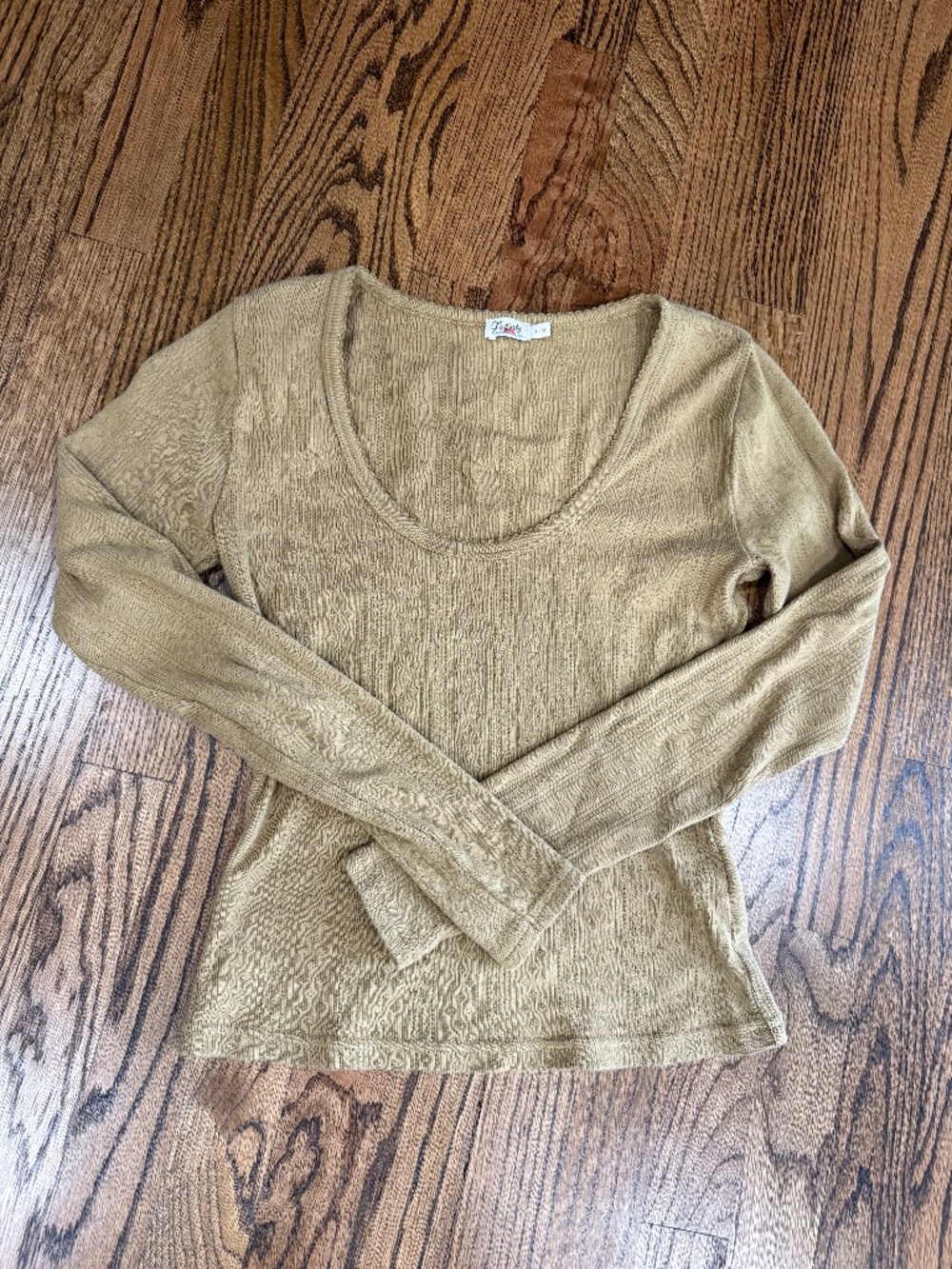 Faherty Pacific Pointelle Long Sleeve Top Mustard/Golden Khaki Small